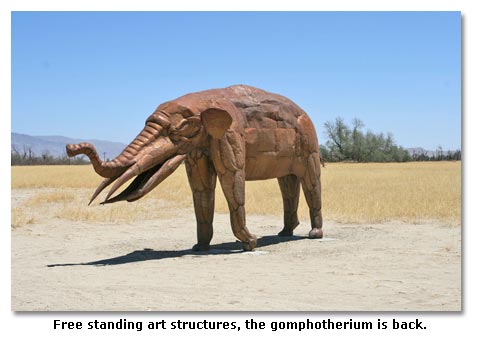 first placement of the Gomphotherium free standing art structures.